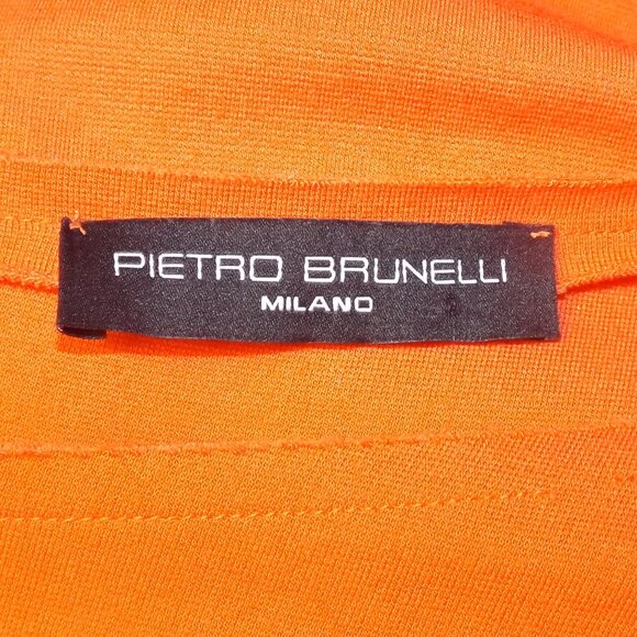 PIETRO BRUNELLI Dress, XS Maternity, Orange, Fabric Flower/Short sleeve, Zipper - Picture 12 of 15